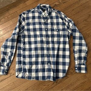 J Crew vintage Blue and White Checkered Men's Shirt slim